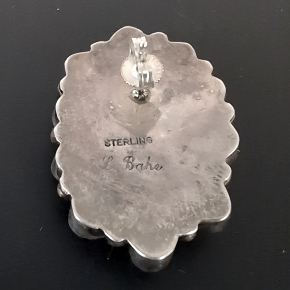 L. Bahe Native American Sterling Silver Turquoise & Spiny Oyster Signed Earrings - Picture 10 of 16